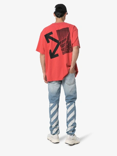 Shop Off-white Splitted Arrows Print Cotton T-shirt In Red
