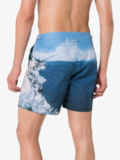 Shop Orlebar Brown Bulldog Hulton Pool Print Swimming Trunks In Blue