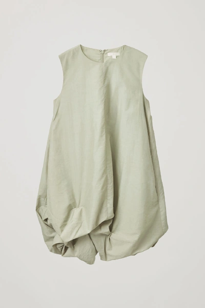 Shop Cos Voluminous Gathered-hem Dress In Green