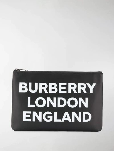 Shop Burberry Logo Print Clutch In Black