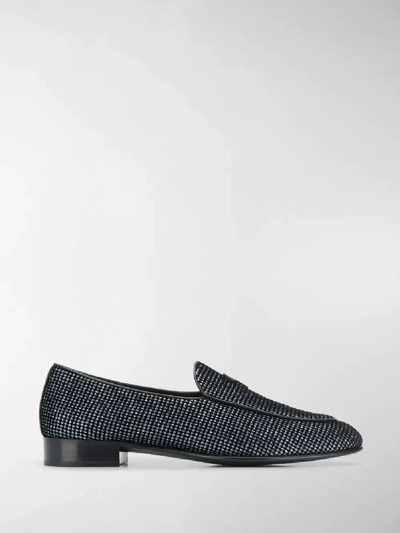 Shop Giuseppe Zanotti Glitter Velvet Loafers In Grey
