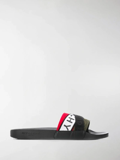 Shop Givenchy Contrast Logo Slides In Black