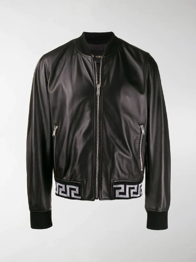 Shop Versace Greca Motif Jacket In Black