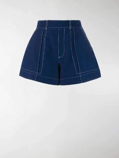 Shop Chloé Flared Denim Shorts In Blue