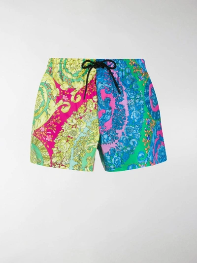 Shop Versace Baroque Swim Shorts In Pink