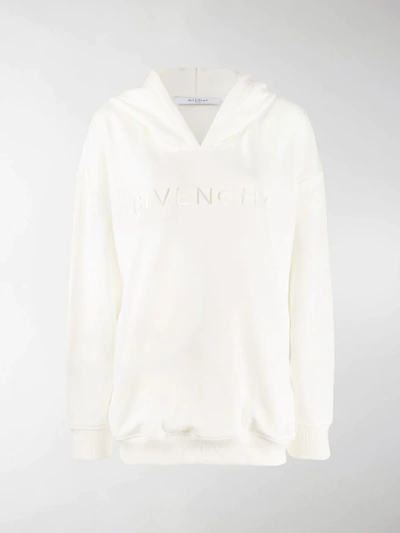 Shop Givenchy Logo Hoodie In White