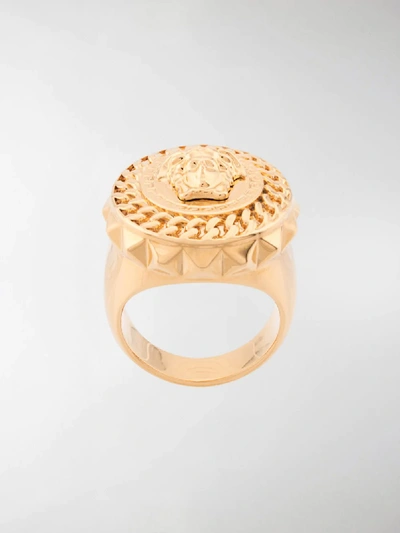 Shop Versace Medusa Head Ring In Gold