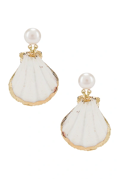 Shop Mercedes Salazar Pearl Drop Shell Earrings In White