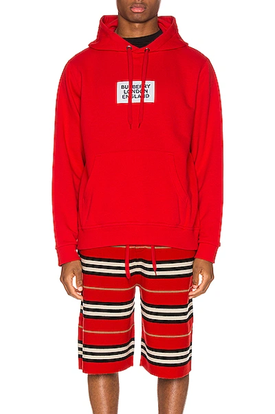 Shop Burberry Farrows Hoodie In Red In Bright Red
