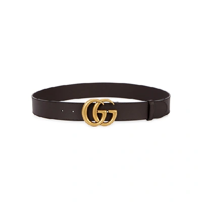 Shop Gucci Gg Dark Brown Leather Belt