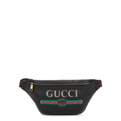 Shop Gucci Black Logo-print Leather Belt Bag