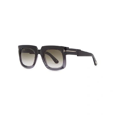 Shop Tom Ford Christian Degradé Black Oversized Sunglasses