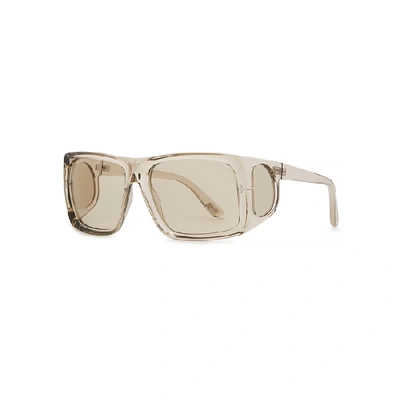 Shop Tom Ford Rizzo Transparent Sand Square-frame Sunglasses In Grey