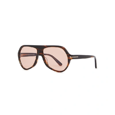 Shop Tom Ford Thomas Brown D-frame Sunglasses In Brown And Other