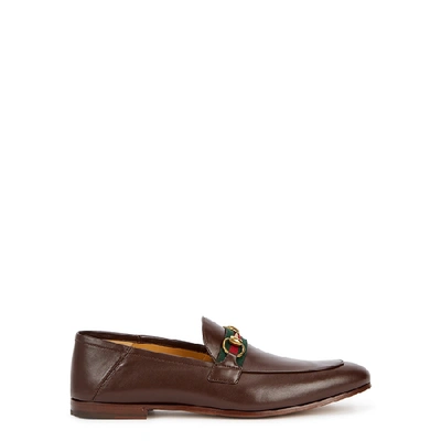 Shop Gucci Brown Horsebit Leather Loafers