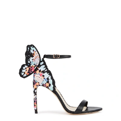 Shop Sophia Webster Chiara 100 Winged Leather Sandals In Black And Silver