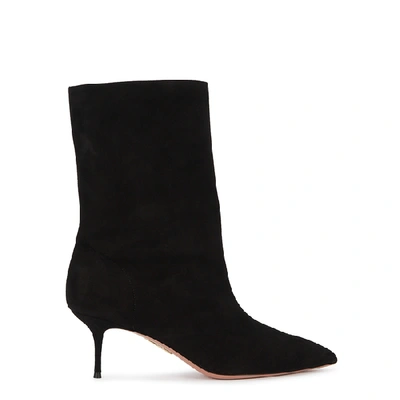 Shop Aquazzura Very Boogie 85 Black Suede Boots