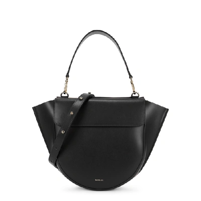 Shop Wandler Hortensia Medium Leather Top Handle Bag In Black