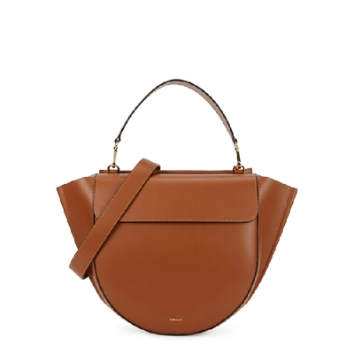 Shop Wandler Hortensia Big Leather Top Handle Bag In Tan