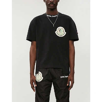 Moncler Genius X Palm Angels Logo-patch Cotton-jersey T-shirt In Black |  ModeSens