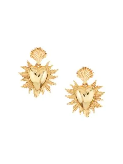 Shop Oscar De La Renta Goldtone Sacred Heart Earrings