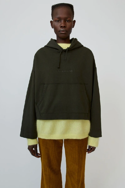 Shop Acne Studios Joghy Emboss Forest Green In Embossed-logo Hooded Sweatshirt