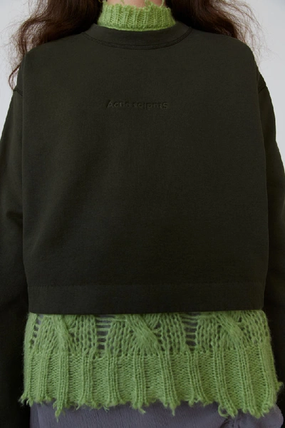 Shop Acne Studios Odice Emboss Forest Green In Embossed-logo Sweatshirt
