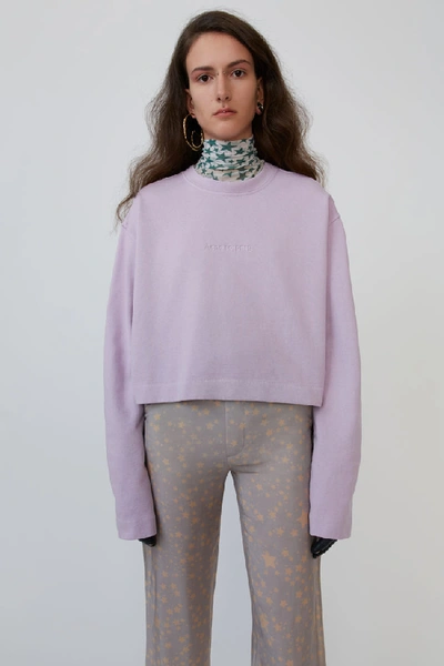 Shop Acne Studios Odice Emboss Lavender Purple In Embossed-logo Sweatshirt