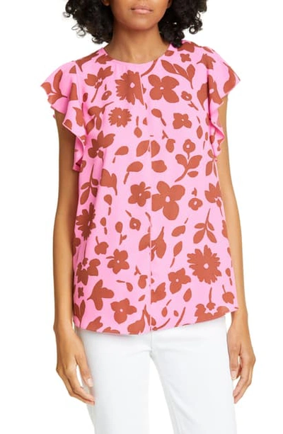 Shop Kate Spade Splash Flutter Sleeve Top In Pink Multi