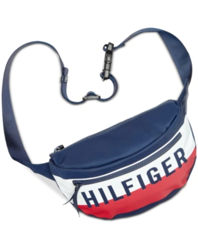 Shop Tommy Hilfiger Keys Nylon Convertible Belt Bag In Multi/gold