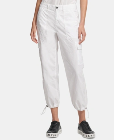 Shop Dkny Cotton Cargo Jogger Pants In White