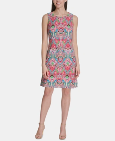 Shop Tommy Hilfiger Printed A-line Dress In Coral Multi
