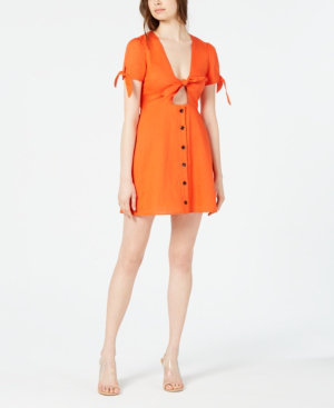 orange tie front dress