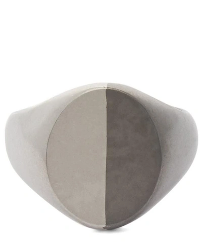 Shop Maison Margiela Two-tone Silver Signet Ring In Silver Black