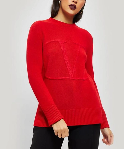 Shop Valentino Logo Knit In Red