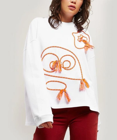 Shop Mira Mikati Embroidered Cotton Doodle Sweater In Red