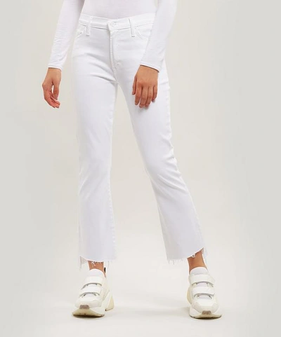 Shop Mother The Insider Crop Step Fray Jeans In Glass Slipper