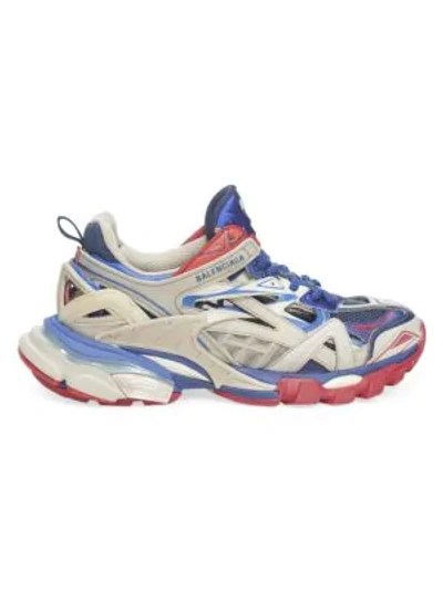 Shop Balenciaga Track.2 Sneakers In Beige Blue