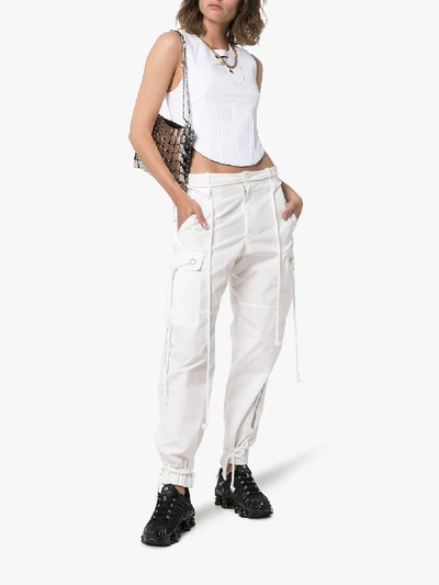 Shop Alyx 1017  9sm Corset Boning Cropped Logo Tank Top In 007 White