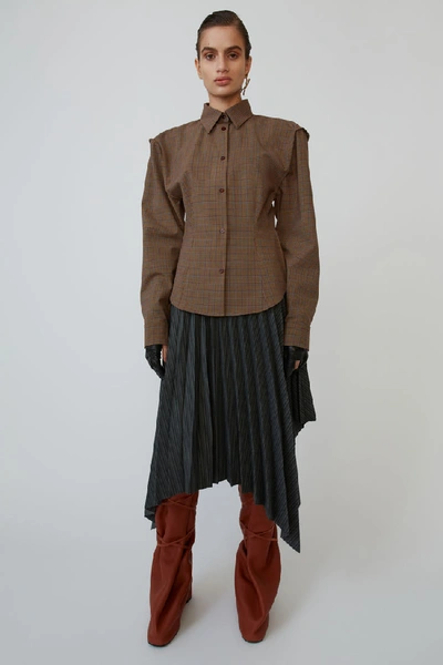Shop Acne Studios Asymmetrical Pleated Skirt Black/beige