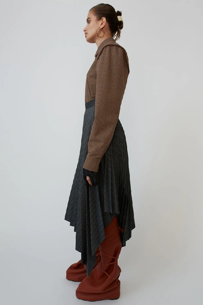 Shop Acne Studios Asymmetrical Pleated Skirt Black/beige
