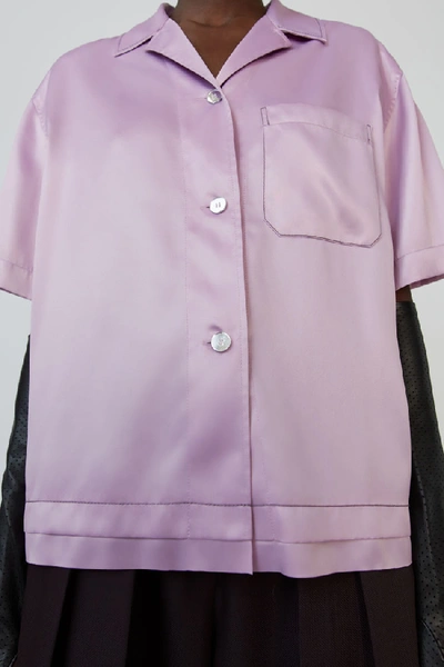 Shop Acne Studios Satin Bowling Shirt Light Lilac Purple