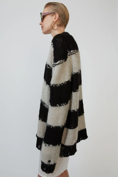 Shop Acne Studios Distressed Striped Sweater Black/grey