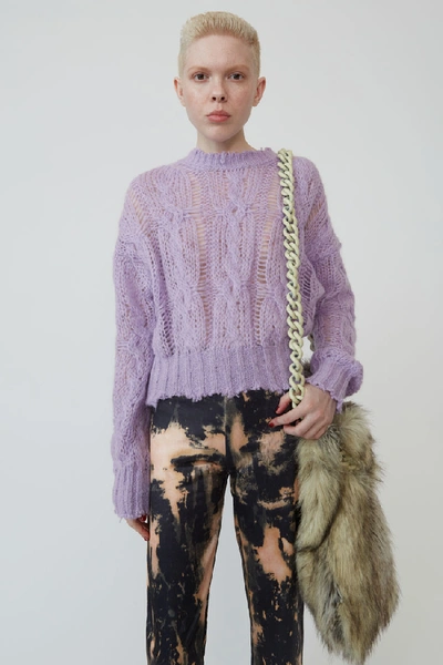 褪色绞花针织毛衣 Lilac purple