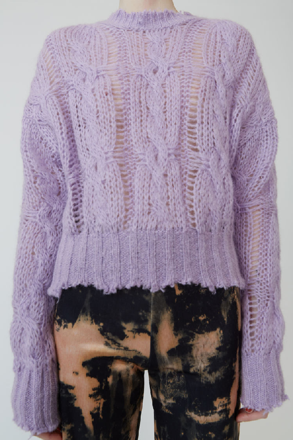 acne studios frayed cable knit sweater