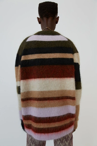 Shop Acne Studios Oversized Striped Sweater Olive/red Multi