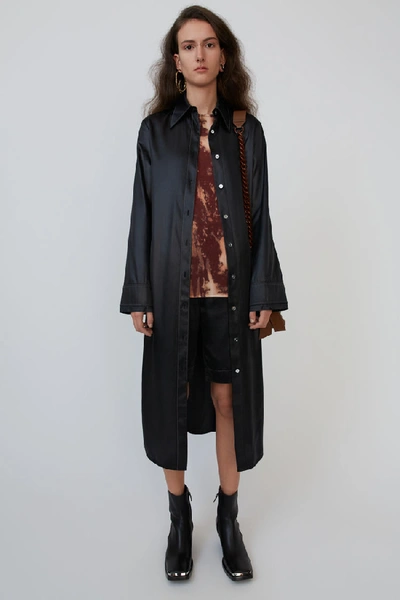 Shop Acne Studios Satin Shirt Dress Black