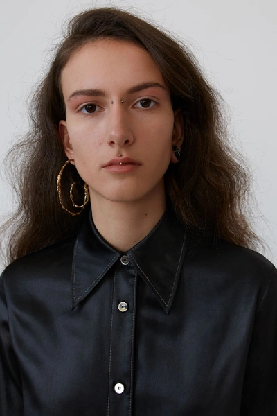 Shop Acne Studios Satin Shirt Dress Black