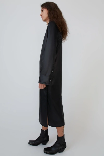 Shop Acne Studios Satin Shirt Dress Black