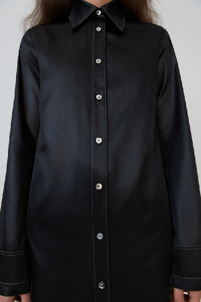 Shop Acne Studios Satin Shirt Dress Black